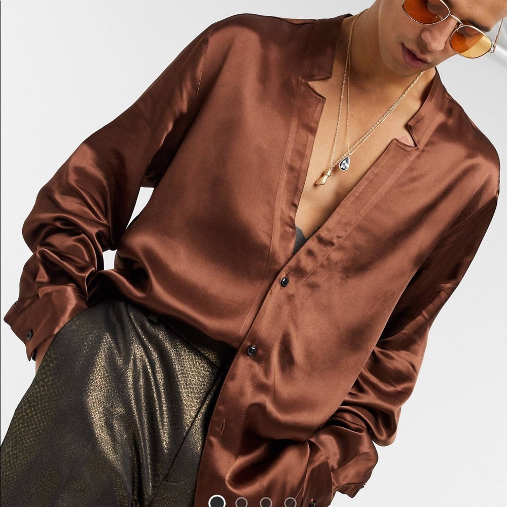 Asos Midweight notch collar satin shirt